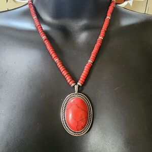 Chaps southwestern red necklace designer fashion costume jewelry